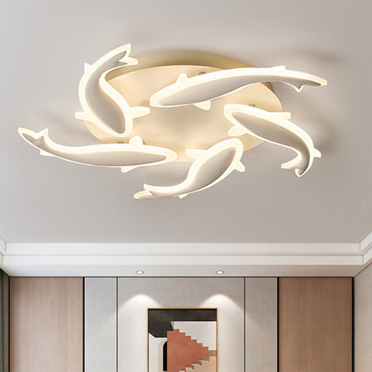 Modern LED Acrylic Fishes Flush Mount Light: Ceiling Fixture with 3/5/9 Lights in Warm/White/Natural Light Options