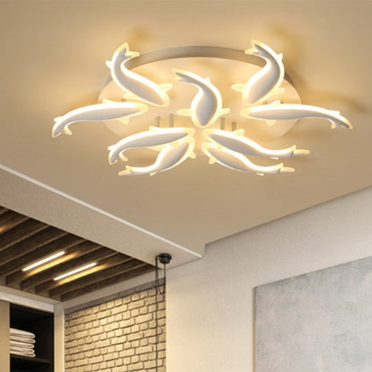 Modern LED Acrylic Fishes Flush Mount Light: Ceiling Fixture with 3/5/9 Lights in Warm/White/Natural Light Options