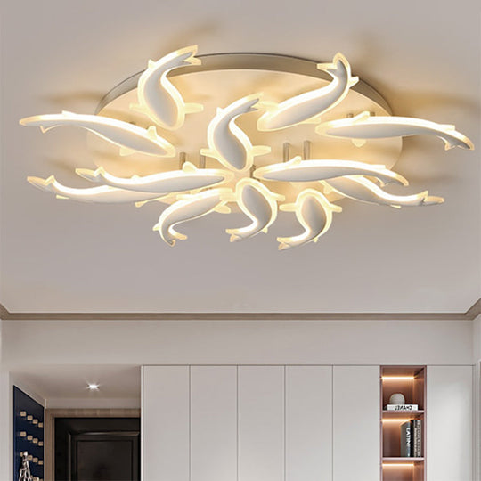 Modern LED Acrylic Fishes Flush Mount Light: Ceiling Fixture with 3/5/9 Lights in Warm/White/Natural Light Options