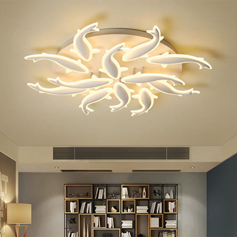 Modern LED Acrylic Fishes Flush Mount Light: Ceiling Fixture with 3/5/9 Lights in Warm/White/Natural Light Options