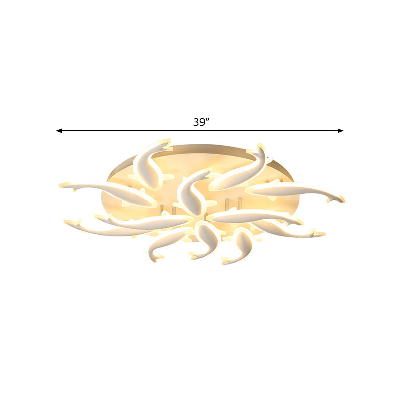 Modern LED Acrylic Fishes Flush Mount Light: Ceiling Fixture with 3/5/9 Lights in Warm/White/Natural Light Options