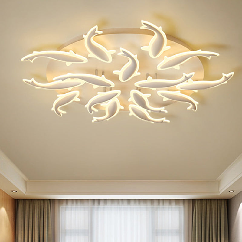 Modern LED Acrylic Fishes Flush Mount Light: Ceiling Fixture with 3/5/9 Lights in Warm/White/Natural Light Options