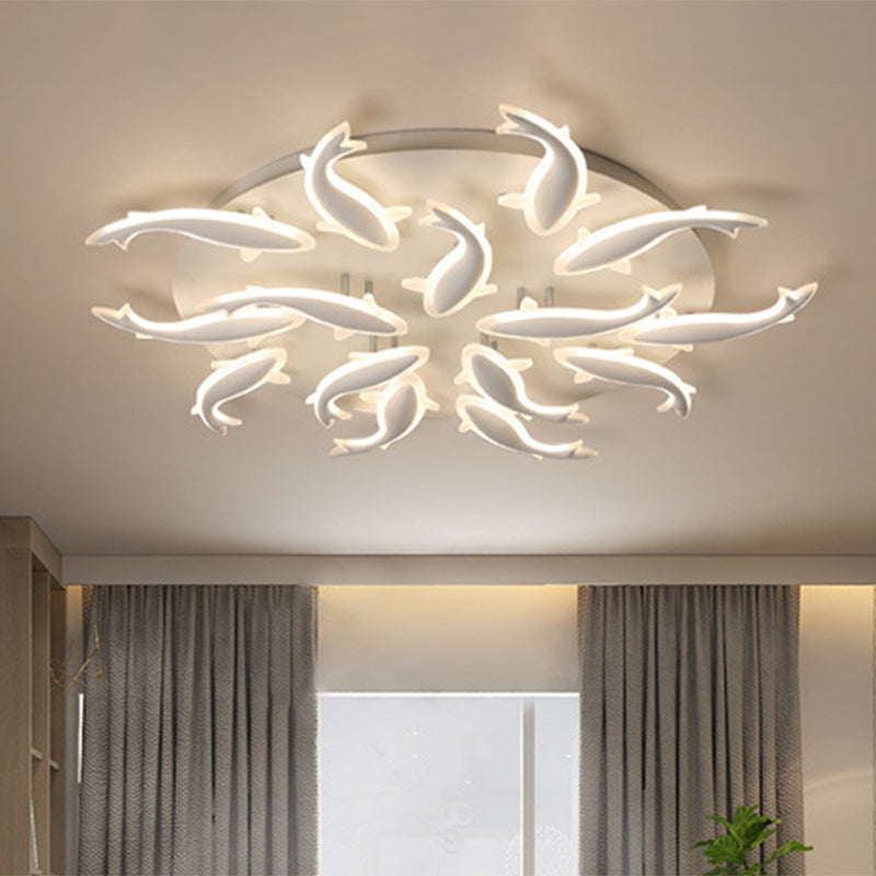 Modern LED Acrylic Fishes Flush Mount Light: Ceiling Fixture with 3/5/9 Lights in Warm/White/Natural Light Options