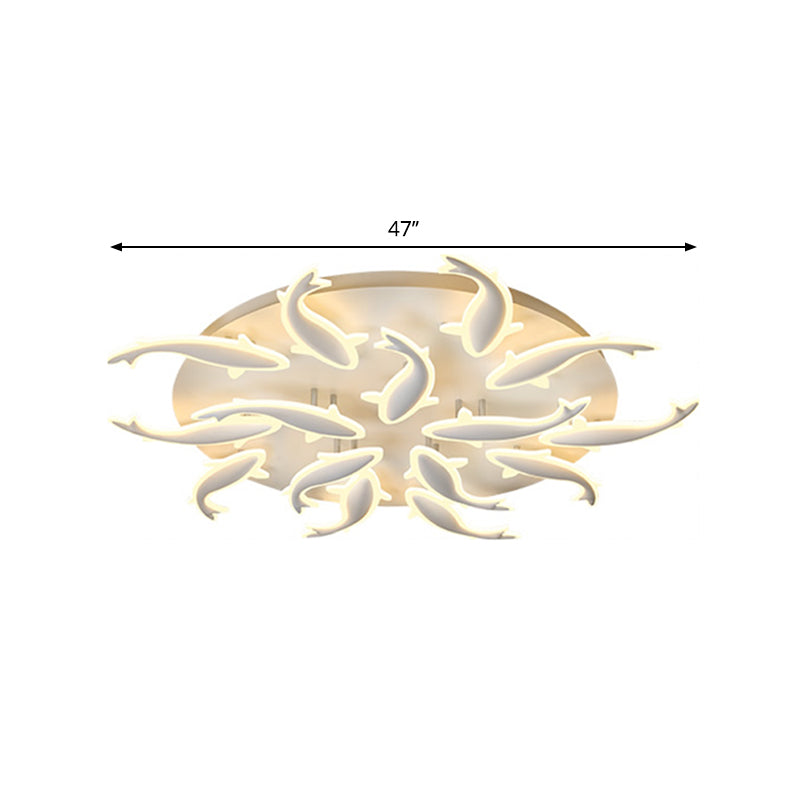 Modern LED Acrylic Fishes Flush Mount Light: Ceiling Fixture with 3/5/9 Lights in Warm/White/Natural Light Options