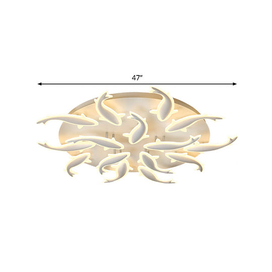 Modern Led Acrylic Fishes Flush Mount Light: Ceiling Fixture With 3/5/9 Lights In Warm/White/Natural