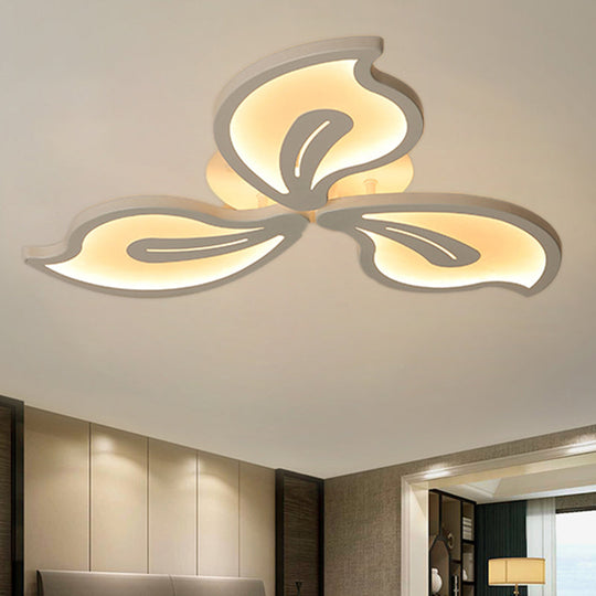 Modern Bauhinia Leaf Flush Light: Acrylic LED Ceiling Lamp for Living Room. Available in 3/5/9-Light Options and Warm/White/Natural Light