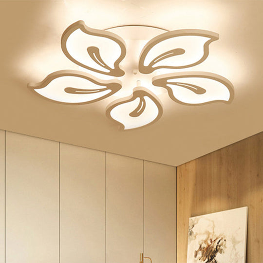 Modern Bauhinia Leaf Flush Light: Acrylic LED Ceiling Lamp for Living Room. Available in 3/5/9-Light Options and Warm/White/Natural Light