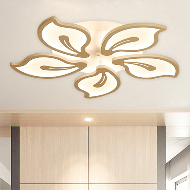 Modern Bauhinia Leaf Flush Light: Acrylic LED Ceiling Lamp for Living Room. Available in 3/5/9-Light Options and Warm/White/Natural Light