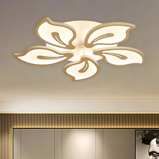 Modern Bauhinia Leaf Flush Light: Acrylic LED Ceiling Lamp for Living Room. Available in 3/5/9-Light Options and Warm/White/Natural Light