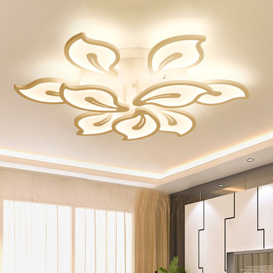 Modern Bauhinia Leaf Flush Light: Acrylic LED Ceiling Lamp for Living Room. Available in 3/5/9-Light Options and Warm/White/Natural Light