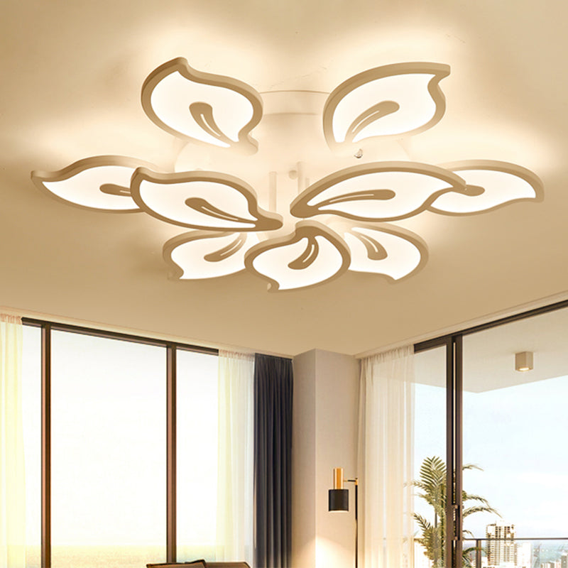 Modern Bauhinia Leaf Flush Light: Acrylic LED Ceiling Lamp for Living Room. Available in 3/5/9-Light Options and Warm/White/Natural Light