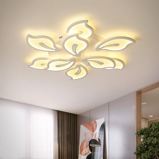 Modern Bauhinia Leaf Flush Light: Acrylic LED Ceiling Lamp for Living Room. Available in 3/5/9-Light Options and Warm/White/Natural Light