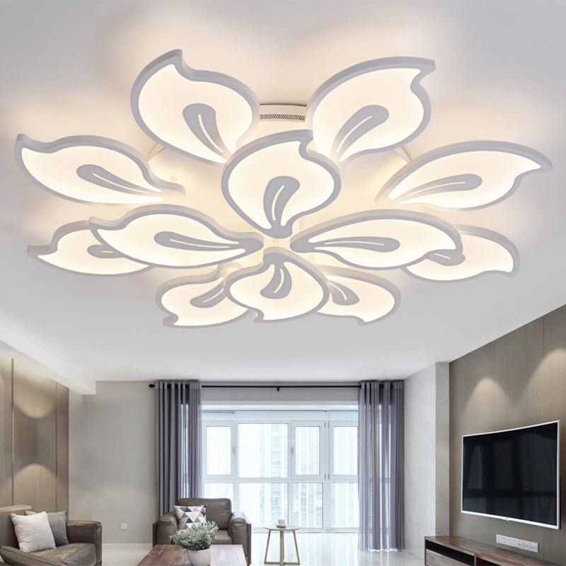 Modern Bauhinia Leaf Flush Light: Acrylic LED Ceiling Lamp for Living Room. Available in 3/5/9-Light Options and Warm/White/Natural Light