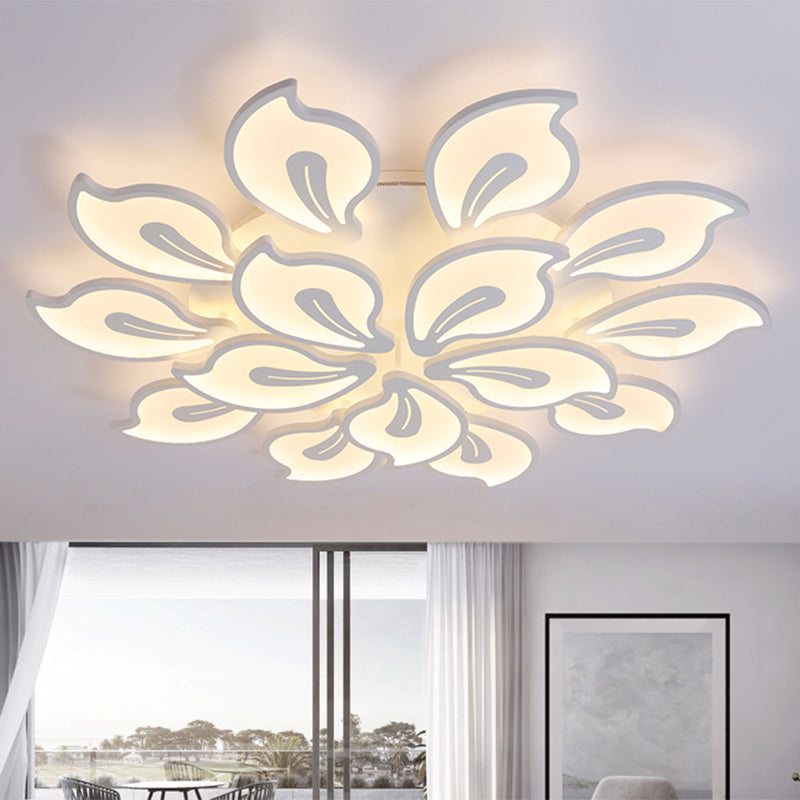 Modern Bauhinia Leaf Flush Light: Acrylic LED Ceiling Lamp for Living Room. Available in 3/5/9-Light Options and Warm/White/Natural Light