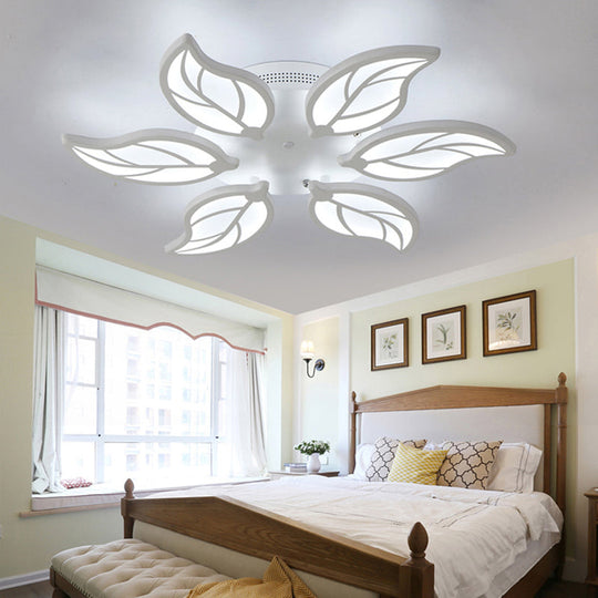 Contemporary Leaf Acrylic Flushmount Light Fixture - LED Ceiling Light in White/Warm/Natural Light (6/9/12 Lights)