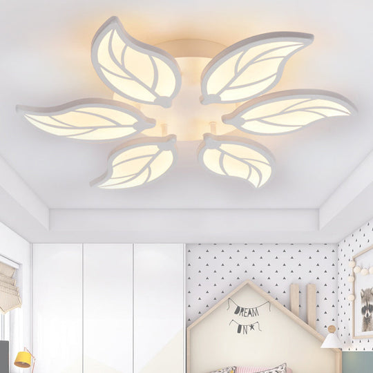 Contemporary Leaf Acrylic Flushmount Light Fixture - LED Ceiling Light in White/Warm/Natural Light (6/9/12 Lights)