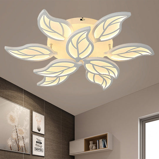 Contemporary Leaf Acrylic Flushmount Light Fixture - LED Ceiling Light in White/Warm/Natural Light (6/9/12 Lights)