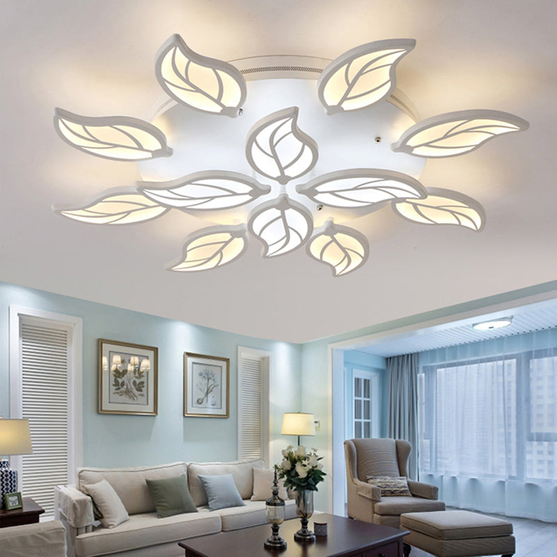 Contemporary Leaf Acrylic Flushmount Light Fixture - LED Ceiling Light in White/Warm/Natural Light (6/9/12 Lights)