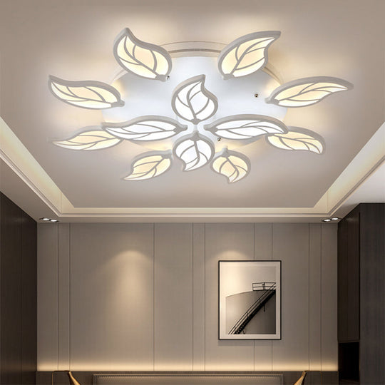 Contemporary Leaf Acrylic Flushmount Light Fixture - LED Ceiling Light in White/Warm/Natural Light (6/9/12 Lights)