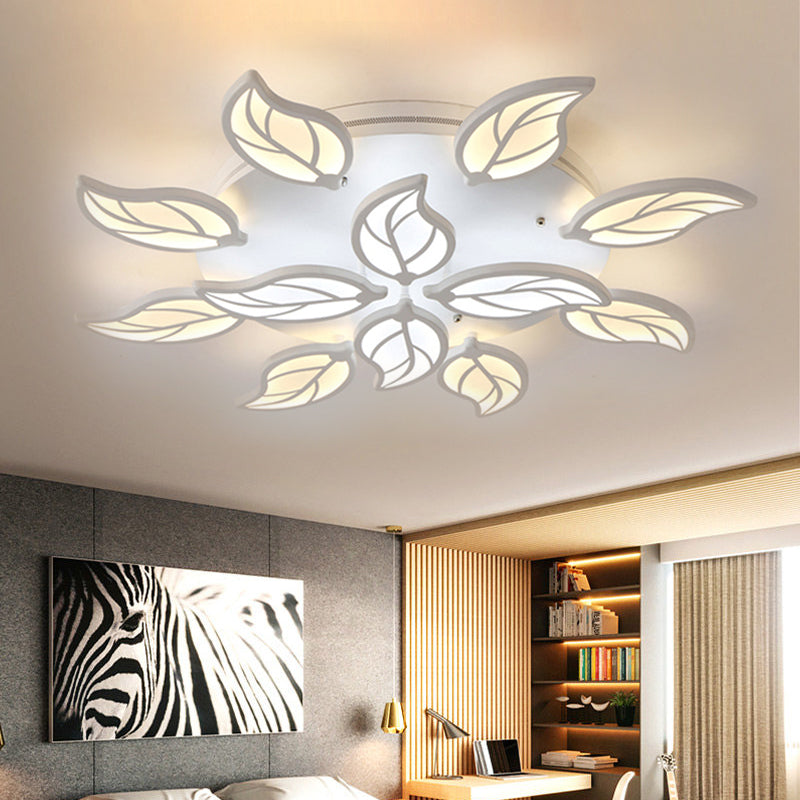 Contemporary Leaf Acrylic Flushmount Light Fixture - LED Ceiling Light in White/Warm/Natural Light (6/9/12 Lights)