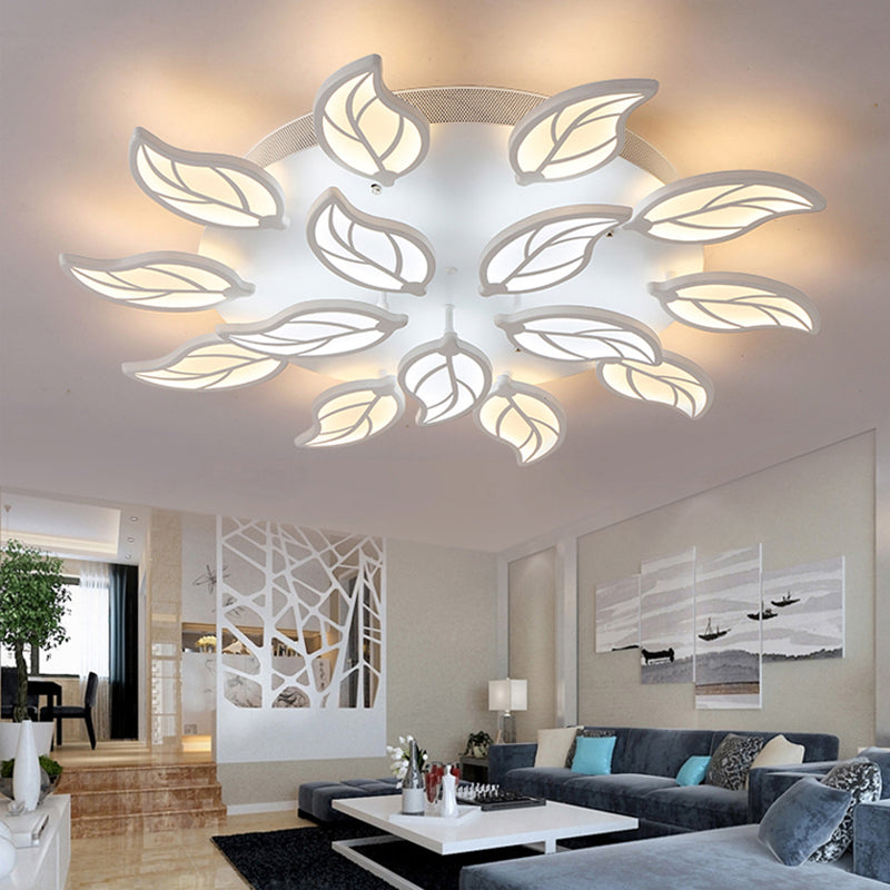 Contemporary Leaf Acrylic Flushmount Light Fixture - LED Ceiling Light in White/Warm/Natural Light (6/9/12 Lights)