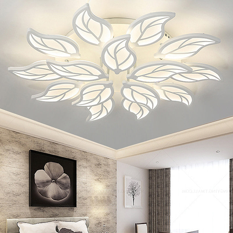 Contemporary Leaf Acrylic Flushmount Light Fixture - LED Ceiling Light in White/Warm/Natural Light (6/9/12 Lights)