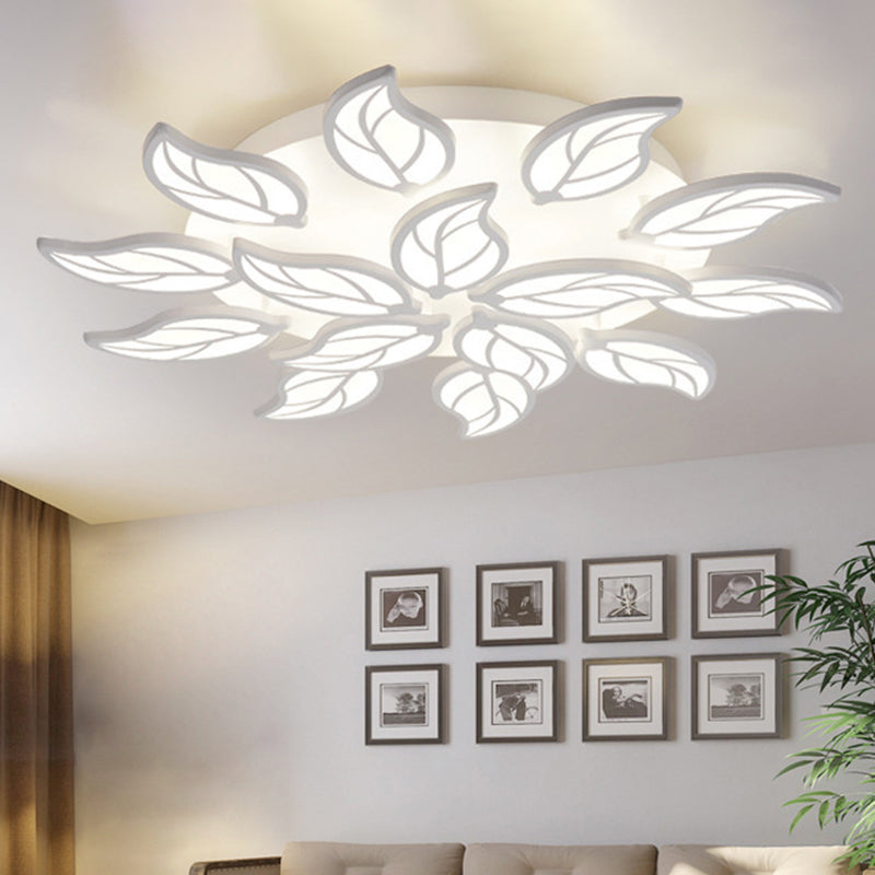 Contemporary Leaf Acrylic Flushmount Light Fixture - LED Ceiling Light in White/Warm/Natural Light (6/9/12 Lights)