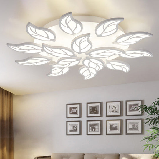 Contemporary Leaf Acrylic Flushmount Light Fixture - LED Ceiling Light in White/Warm/Natural Light (6/9/12 Lights)