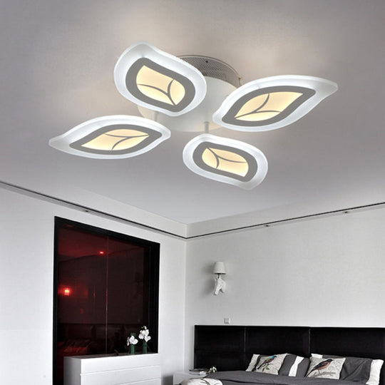 Modern Acrylic Leaf Flush Mount Light - 4/6/9-Light LED Ceiling Fixture in Warm/White/Natural Light