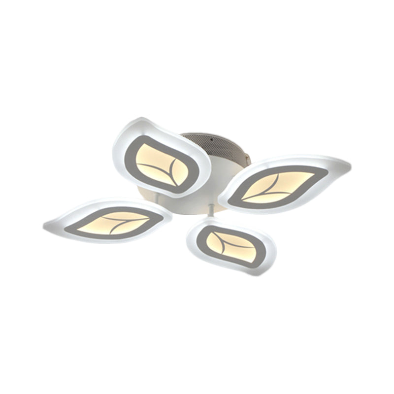 Modern Acrylic Leaf Flush Mount Light - 4/6/9-Light LED Ceiling Fixture in Warm/White/Natural Light