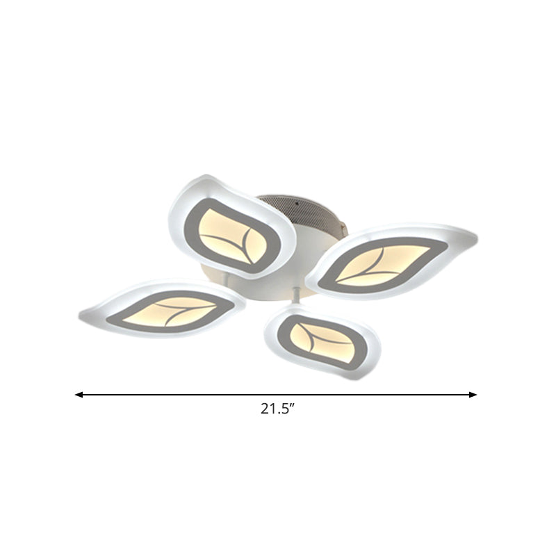 Modern Acrylic Leaf Flush Mount Light - 4/6/9-Light LED Ceiling Fixture in Warm/White/Natural Light