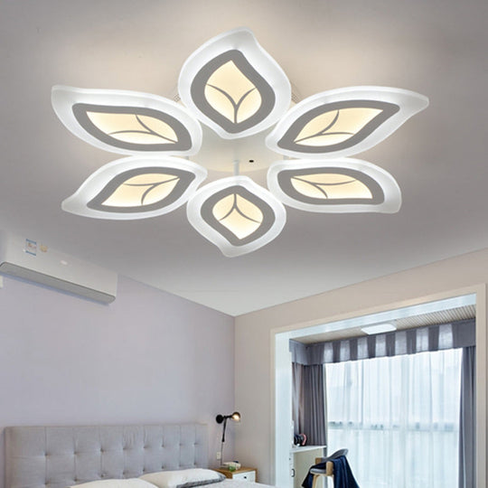 Modern Acrylic Leaf Flush Mount Light - 4/6/9-Light LED Ceiling Fixture in Warm/White/Natural Light