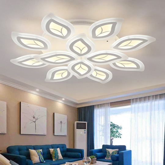 Modern Acrylic Leaf Flush Mount Light - 4/6/9-Light LED Ceiling Fixture in Warm/White/Natural Light