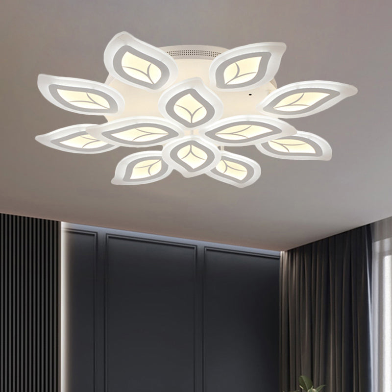 Modern Acrylic Leaf Flush Mount Light - 4/6/9-Light LED Ceiling Fixture in Warm/White/Natural Light