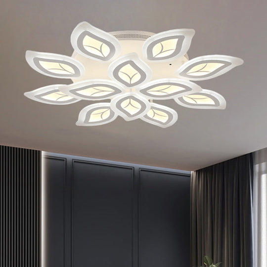 Modern Acrylic Leaf Flush Mount Light - 4/6/9-Light Led Ceiling Fixture In Warm/White/Natural