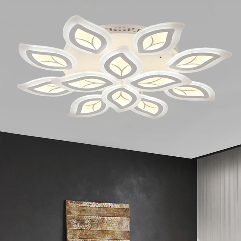 Modern Acrylic Leaf Flush Mount Light - 4/6/9-Light LED Ceiling Fixture in Warm/White/Natural Light