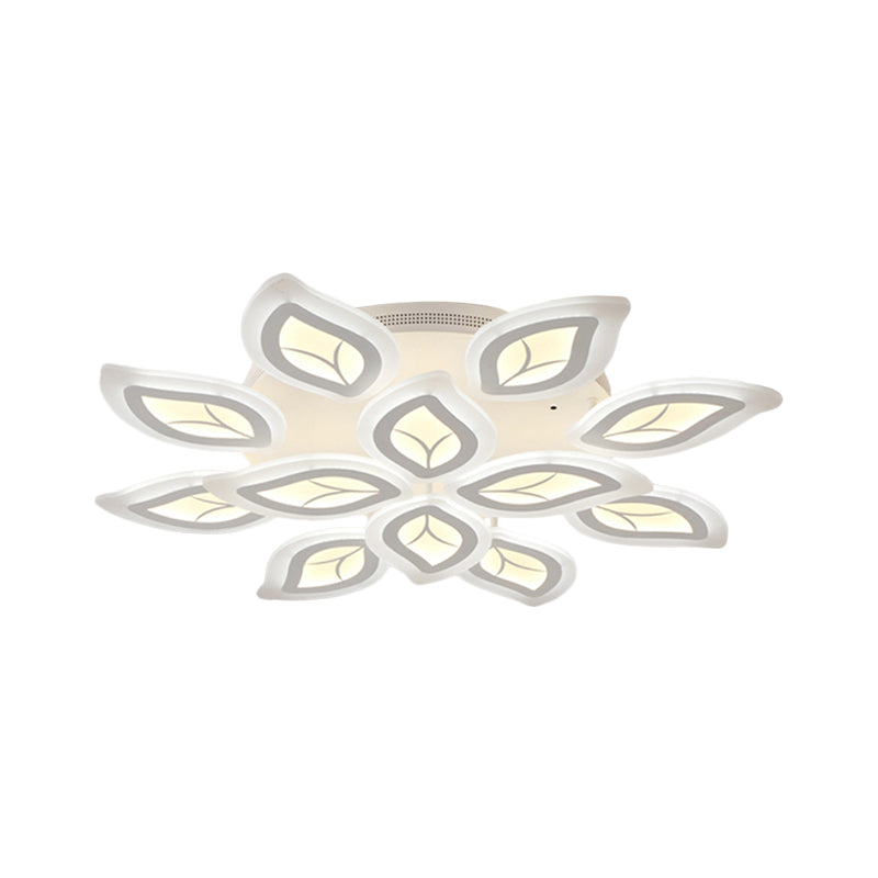 Modern Acrylic Leaf Flush Mount Light - 4/6/9-Light LED Ceiling Fixture in Warm/White/Natural Light