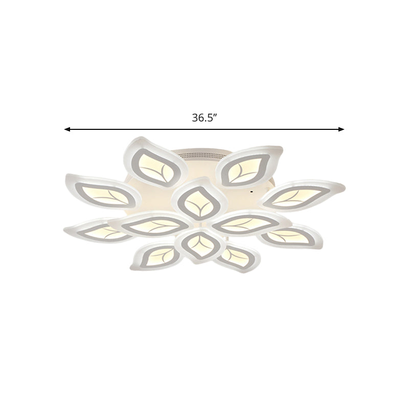 Modern Acrylic Leaf Flush Mount Light - 4/6/9-Light LED Ceiling Fixture in Warm/White/Natural Light