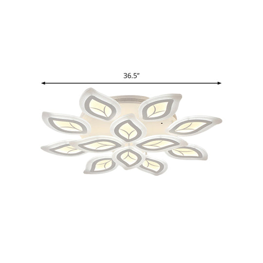 Modern Acrylic Leaf Flush Mount Light - 4/6/9-Light Led Ceiling Fixture In Warm/White/Natural