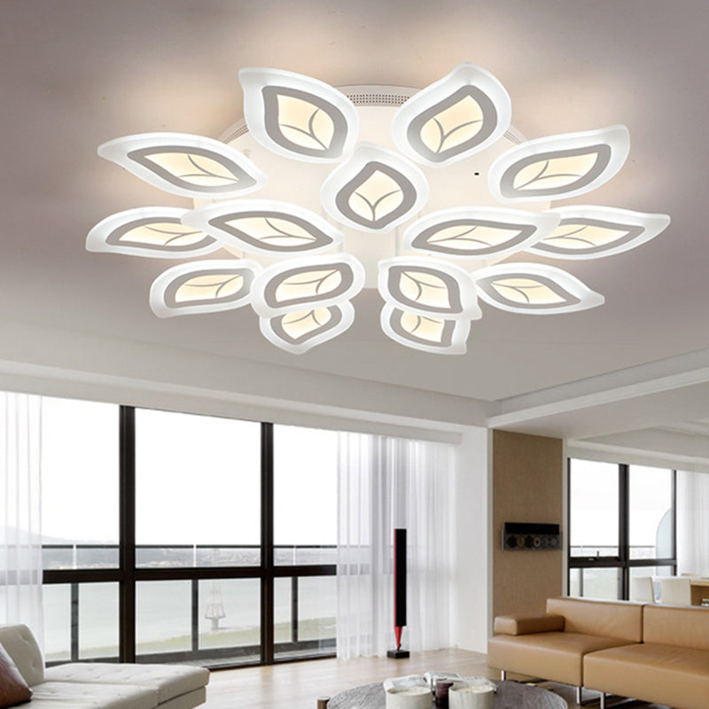 Modern Acrylic Leaf Flush Mount Light - 4/6/9-Light LED Ceiling Fixture in Warm/White/Natural Light