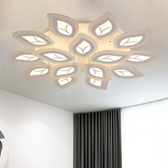 Modern Acrylic Leaf Flush Mount Light - 4/6/9-Light LED Ceiling Fixture in Warm/White/Natural Light