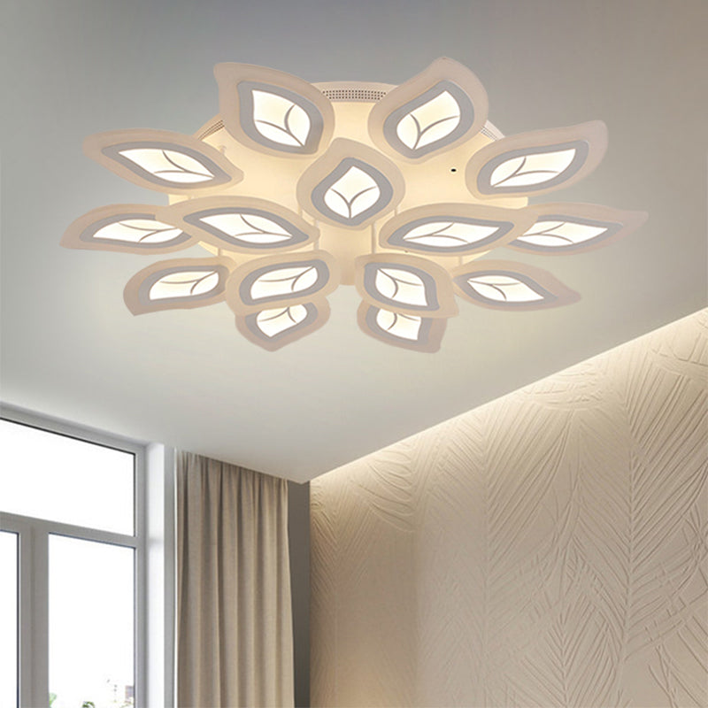 Modern Acrylic Leaf Flush Mount Light - 4/6/9-Light LED Ceiling Fixture in Warm/White/Natural Light