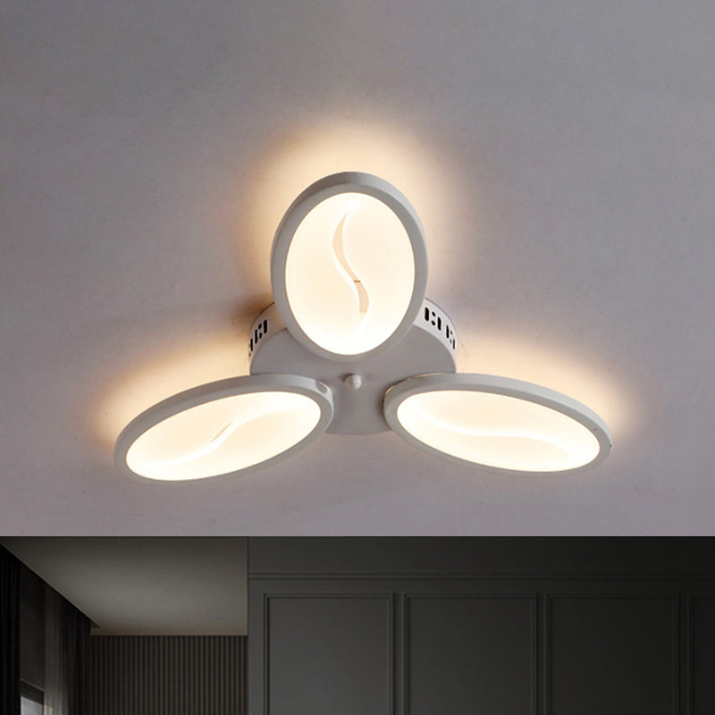 Acrylic Oval Ceiling Light Modern Led 3/6/9 Lights Flush Mount Fixture In Warm/White/Natural For