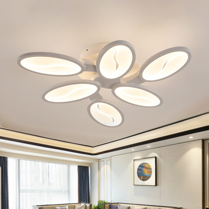 Acrylic Oval Ceiling Light Modern Led 3/6/9 Lights Flush Mount Fixture In Warm/White/Natural For