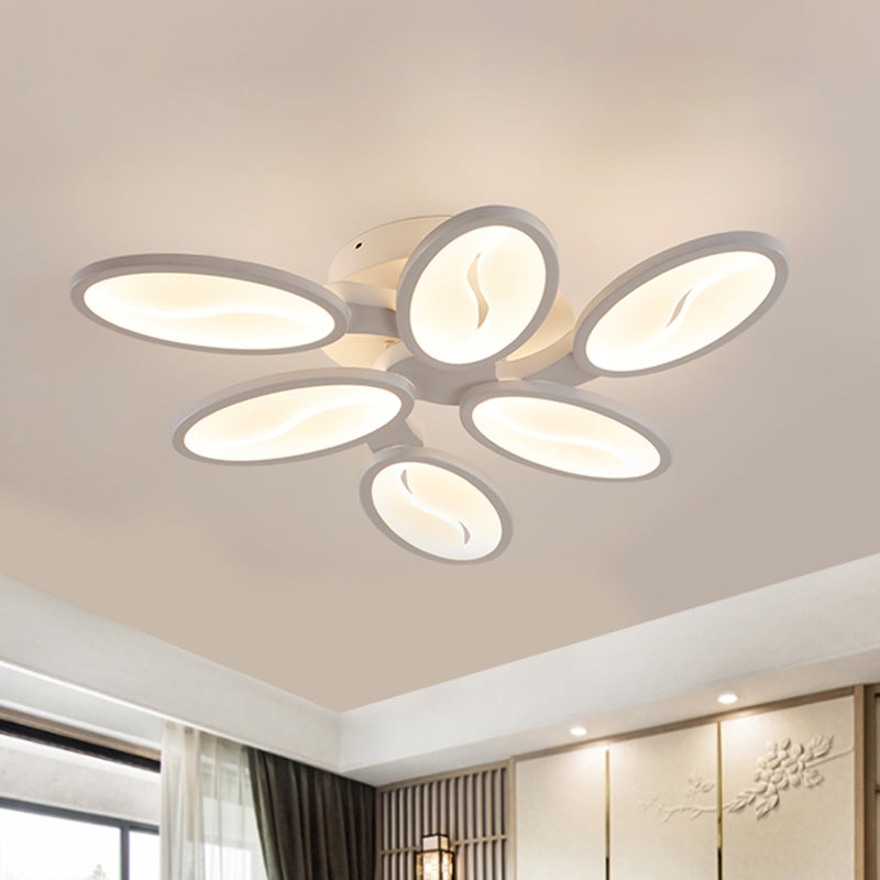 Acrylic Oval Ceiling Light Modern Led 3/6/9 Lights Flush Mount Fixture In Warm/White/Natural For