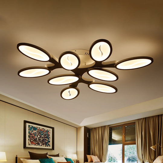 Acrylic Oval Ceiling Light Modern Led 3/6/9 Lights Flush Mount Fixture In Warm/White/Natural For