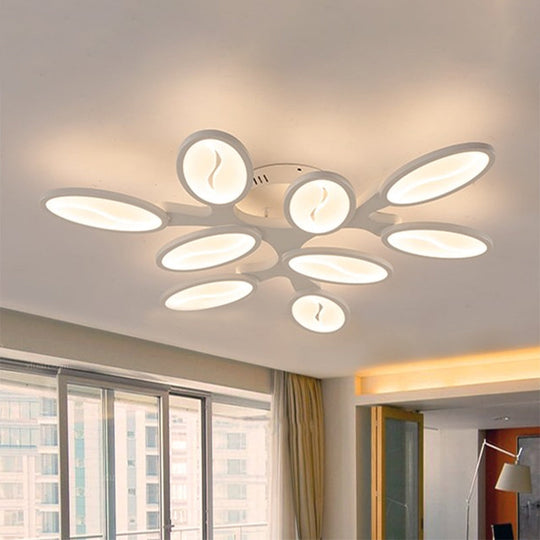 Acrylic Oval Ceiling Light Modern Led 3/6/9 Lights Flush Mount Fixture In Warm/White/Natural For