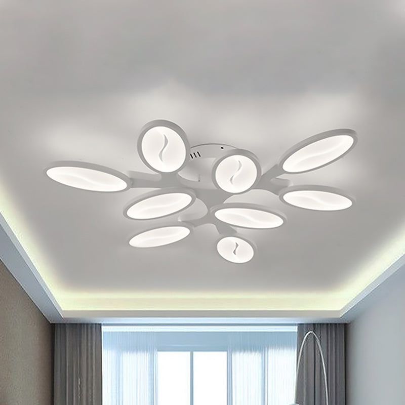 Acrylic Oval Ceiling Light Modern Led 3/6/9 Lights Flush Mount Fixture In Warm/White/Natural For