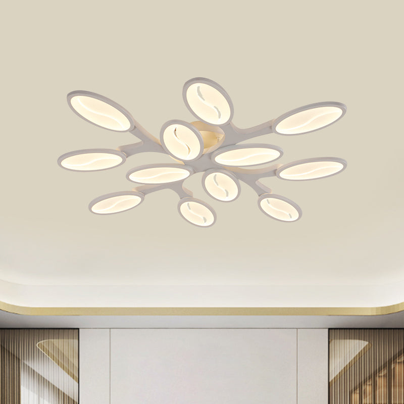 Acrylic Oval Ceiling Light Modern Led 3/6/9 Lights Flush Mount Fixture In Warm/White/Natural For