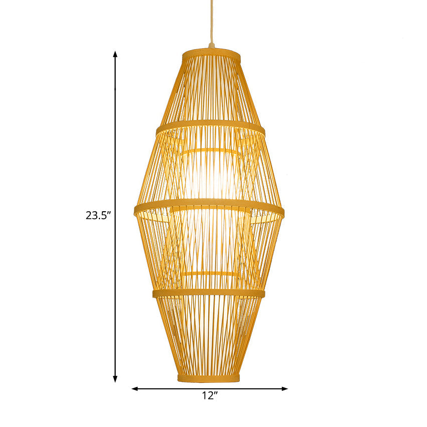 Modern Woven Bamboo Hanging Lamp For Dining Room - Beige